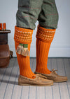 The Lady Honeycomb Shooting Sock & Garter, Burnt Orange