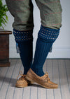 The Lady Honeycomb Shooting Sock & Garter, Indigo