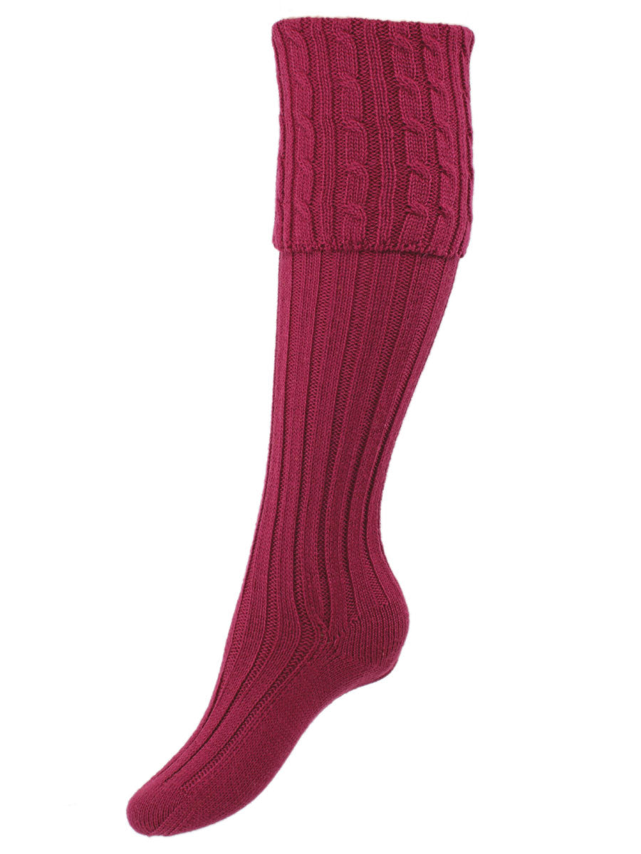The Lady Harris Shooting Sock, Crushed Raspberry