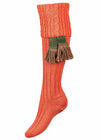 Women's peach pink shooting socks, suitable for sporting calf, with optional lichen and peach pink garter