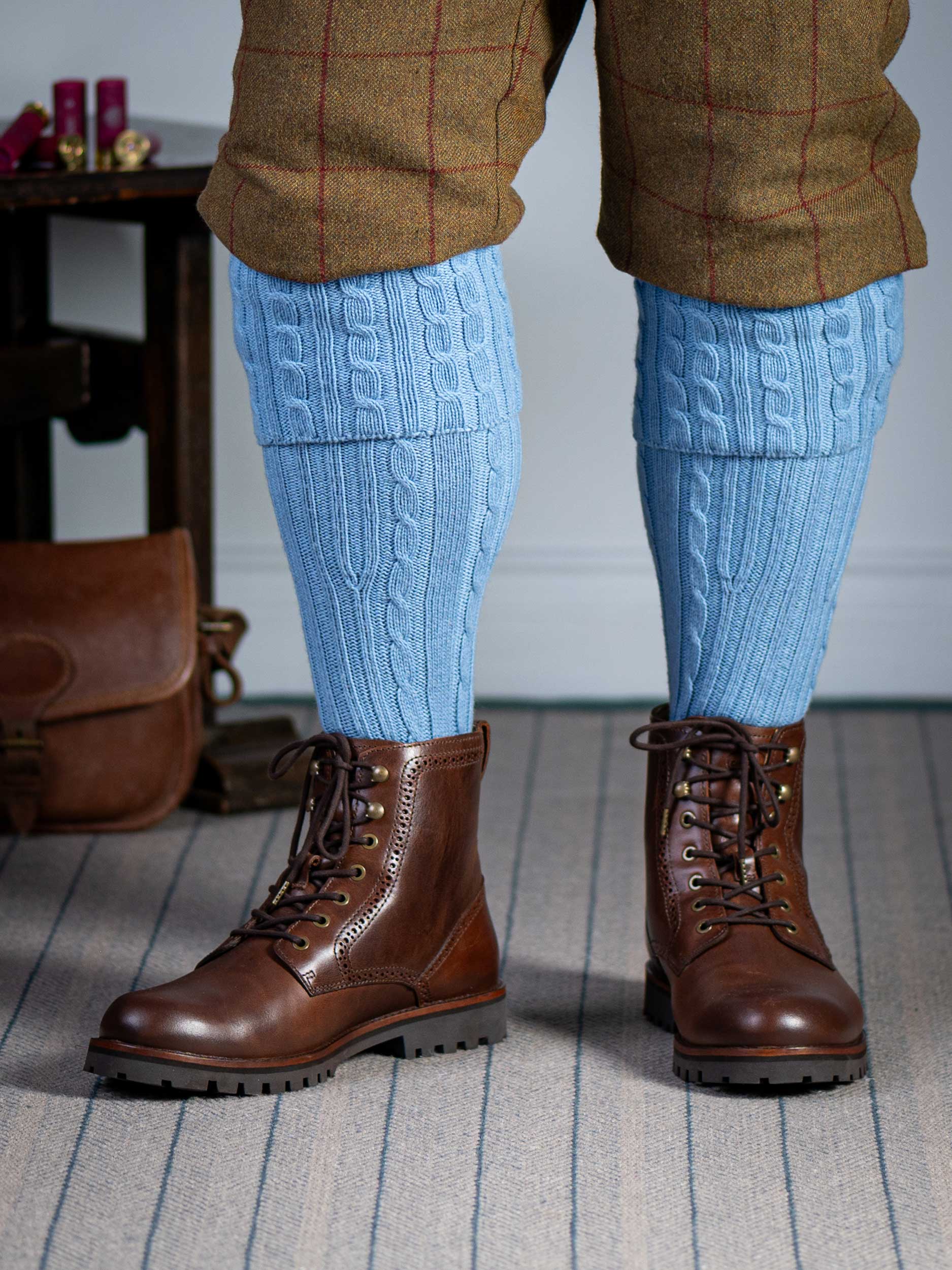 The Skye Cashmere Shooting Sock, Studio Blue