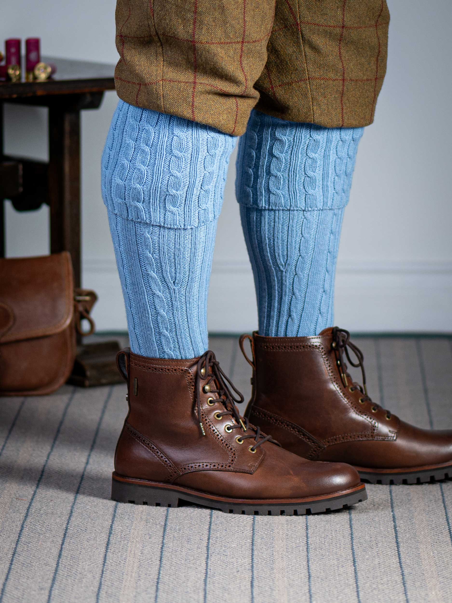 The Skye Cashmere Shooting Sock, Studio Blue