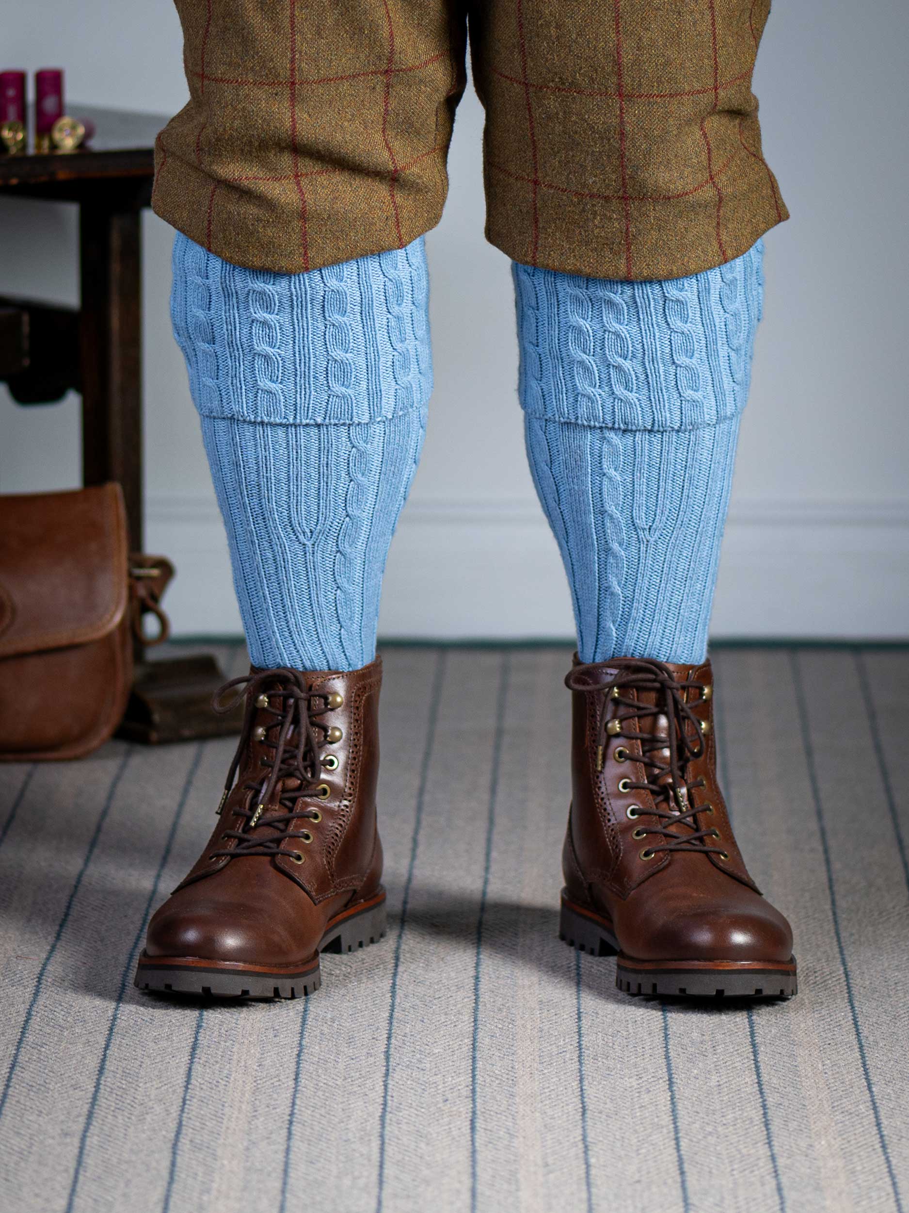 The Skye Cashmere Shooting Sock, Studio Blue