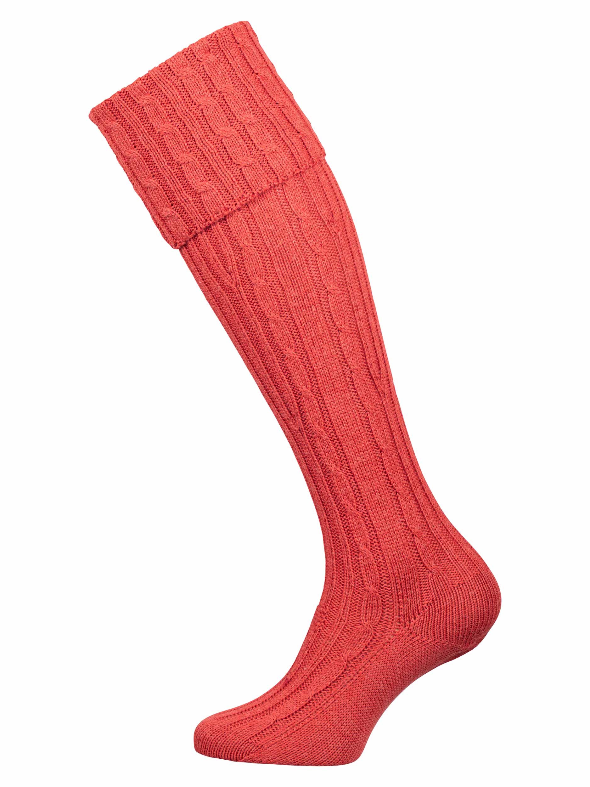 Salmon pink full length knitted socks 