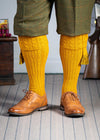 The Wye Cable Knit, Wide Calf Shooting Sock, Gold