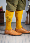 The Wye Cable Knit, Wide Calf Shooting Sock, Gold