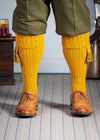 The Wye Cable Knit, Wide Calf Shooting Sock, Gold