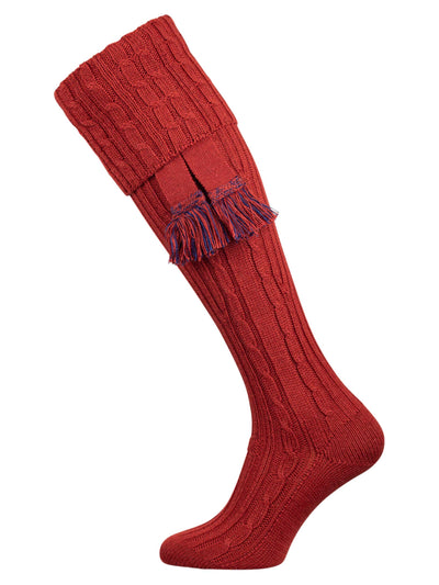 The Wye Cable Knit Shooting Sock, Paprika