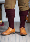 The Wye Cable Knit Shooting Sock, Rioja