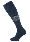 The Wye Cable Knit Shooting Sock, Indigo