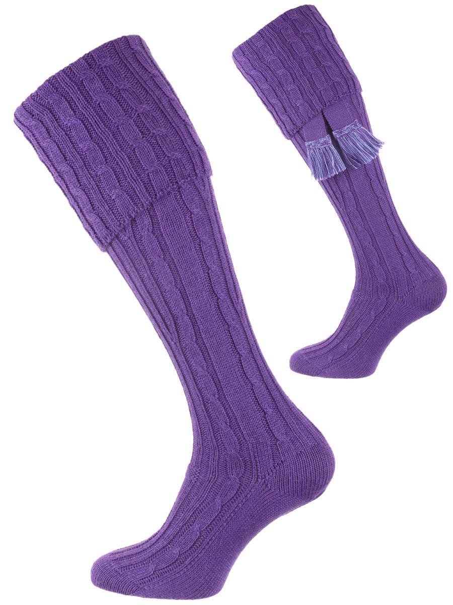 The Wye Cable Knit Shooting Sock, Lavande