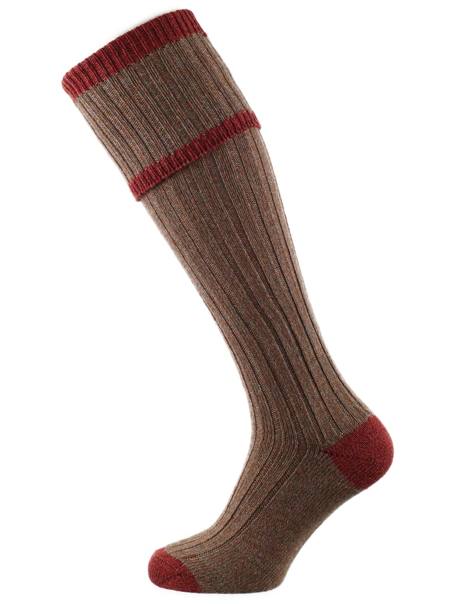 The Kyle Marl Shooting Sock, Hazlenut & Rosehip