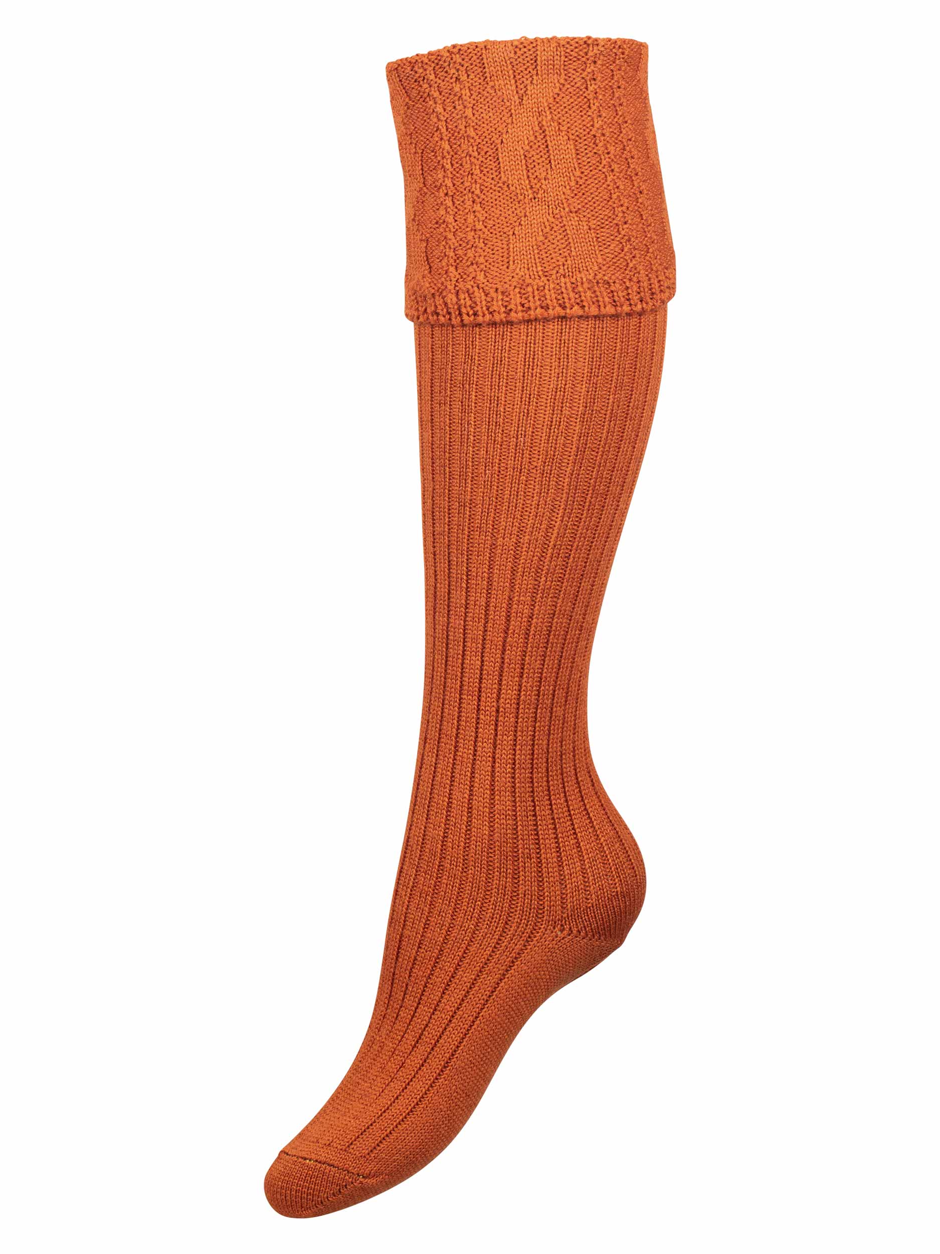 Orange knee high knitted shooting sock for women 