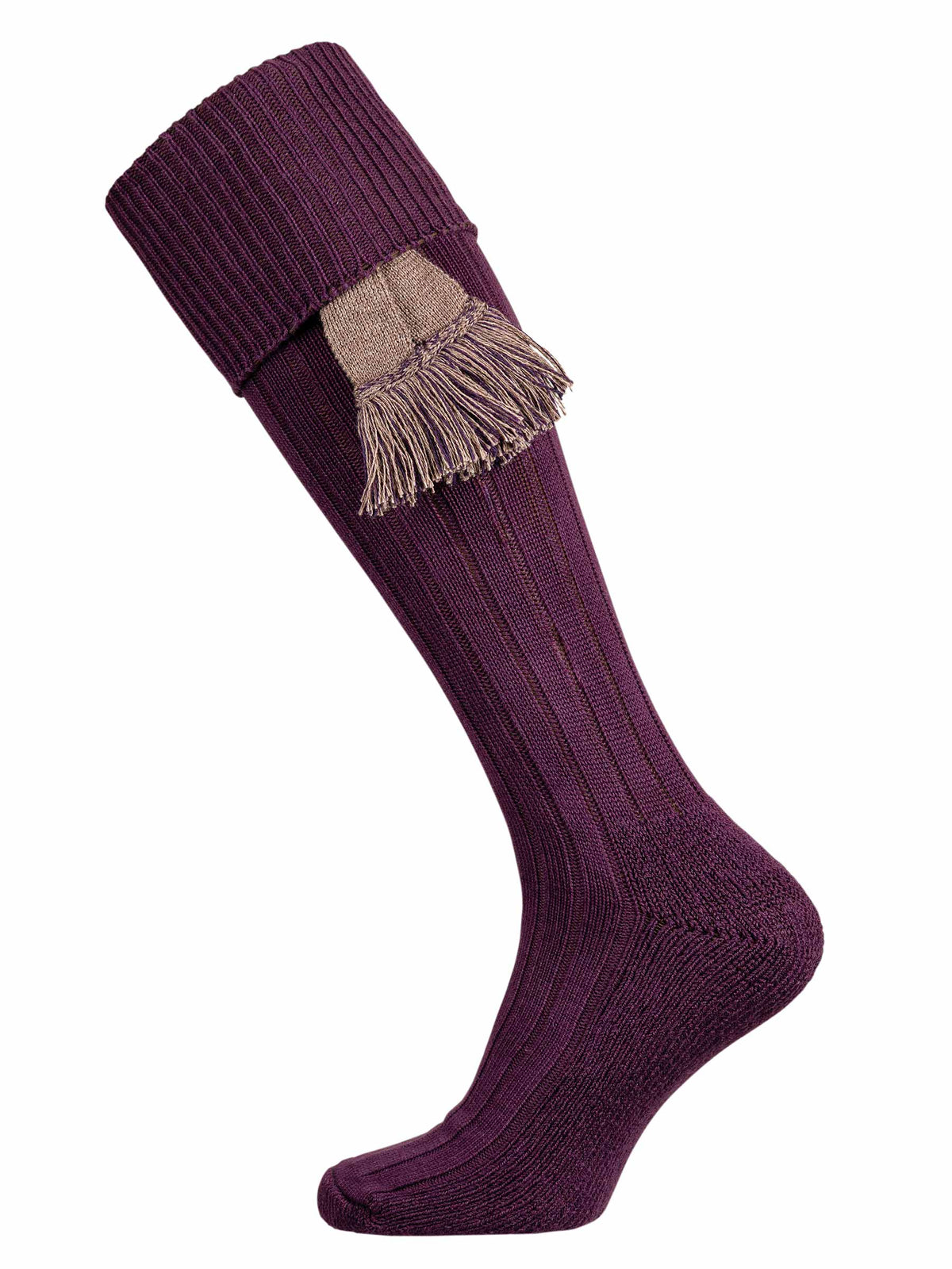 Allensmore Cotton Shooting Sock with Cushioned Sole in Dark Purple with optional Bison Garter