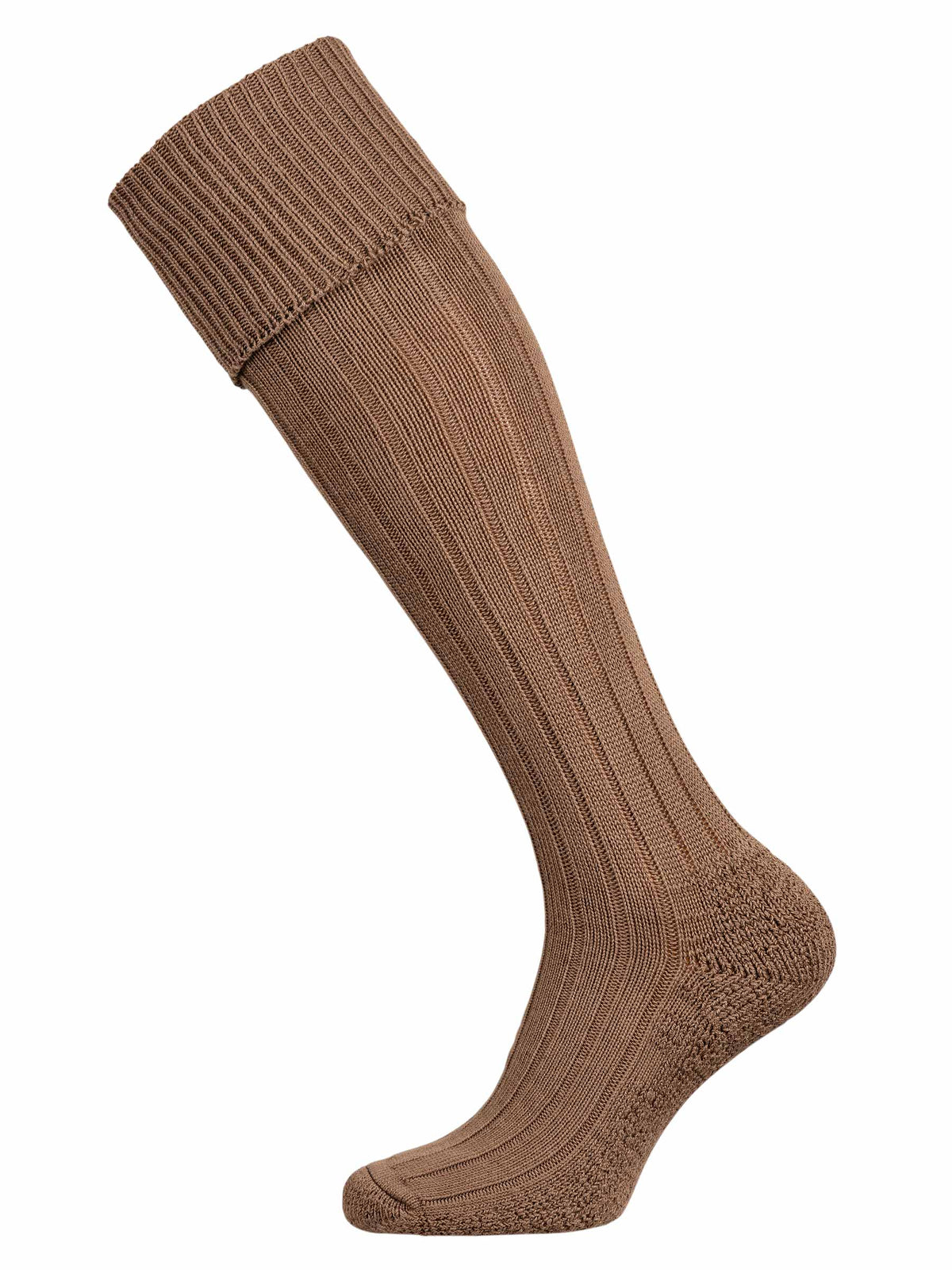 The Allensmore Cotton Shooting Sock in Taupe with cushioned sole.