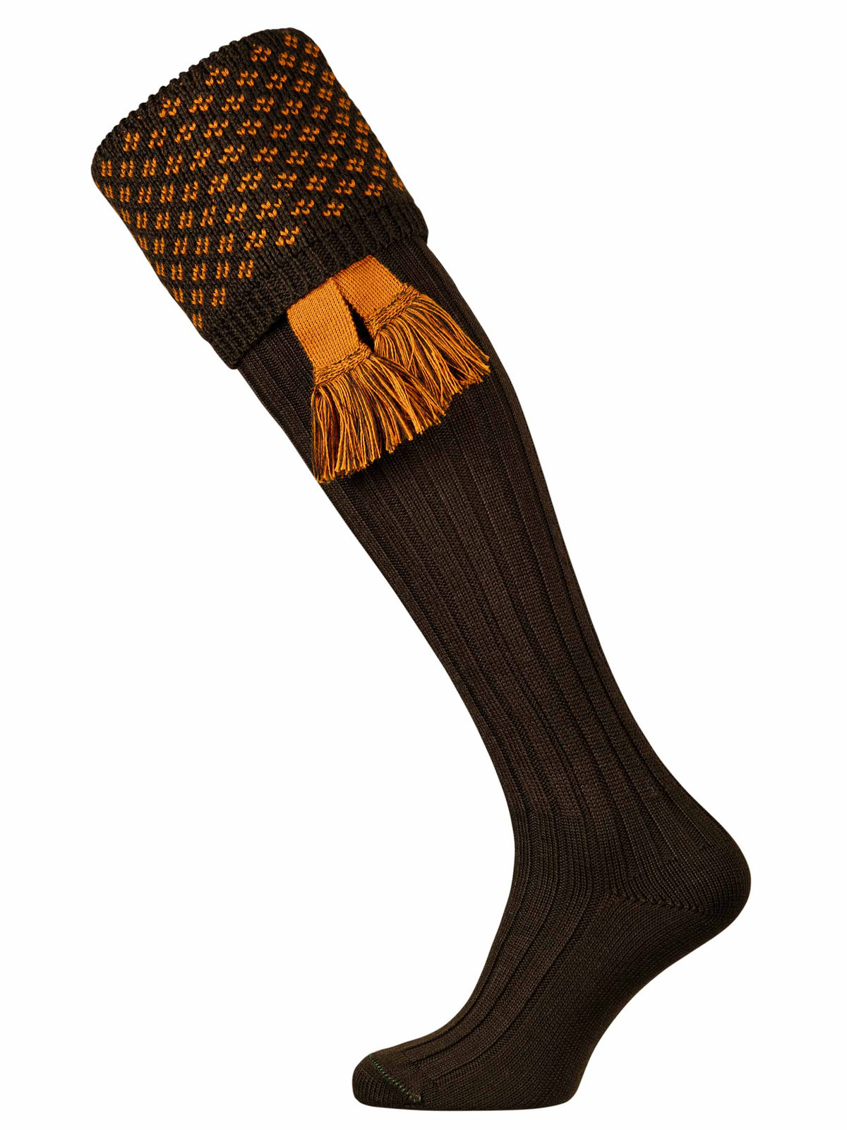 The Boughton Shooting Sock, Walnut & Burnt Orange
