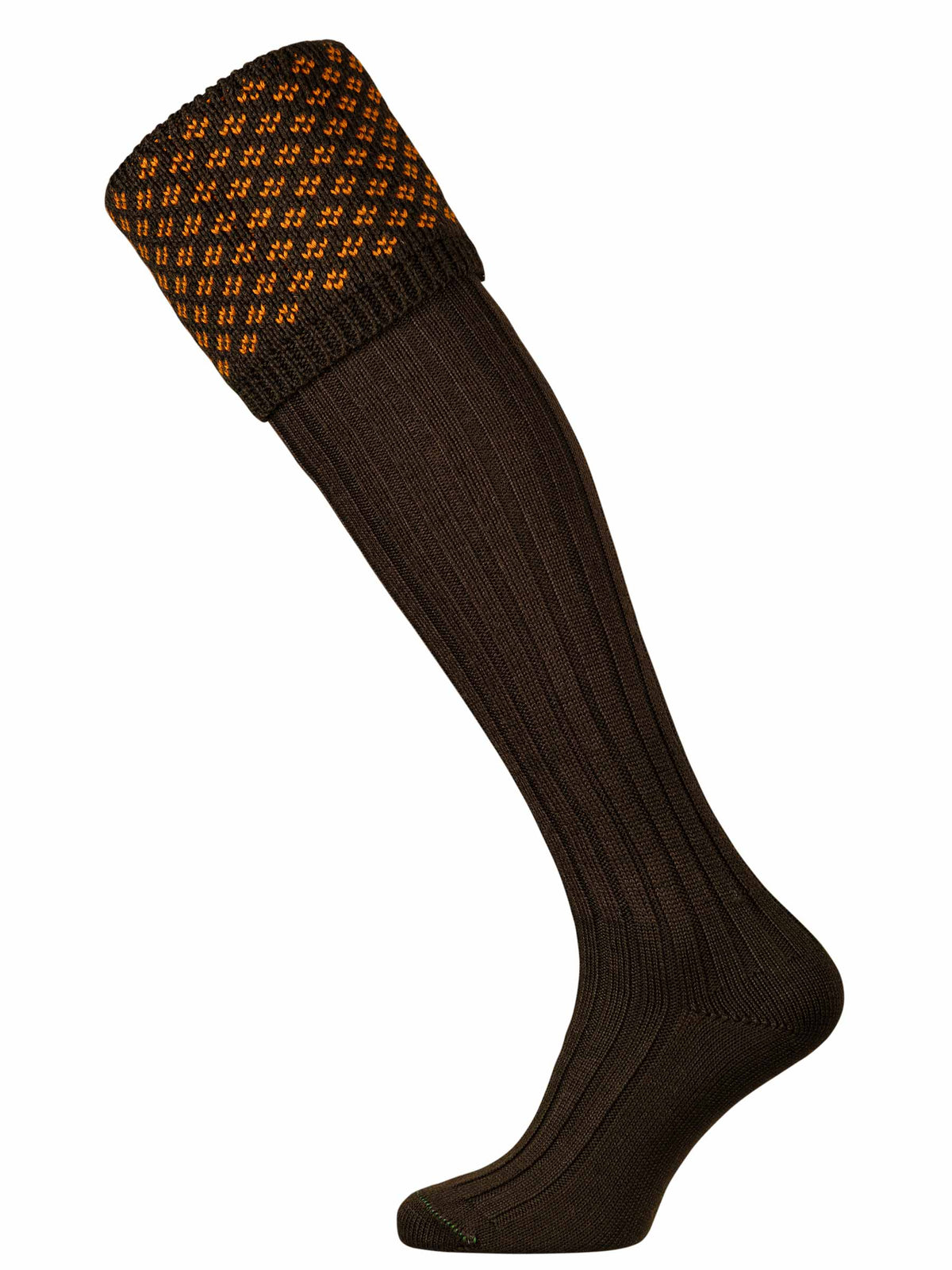 The Boughton Shooting Sock, Walnut & Burnt Orange