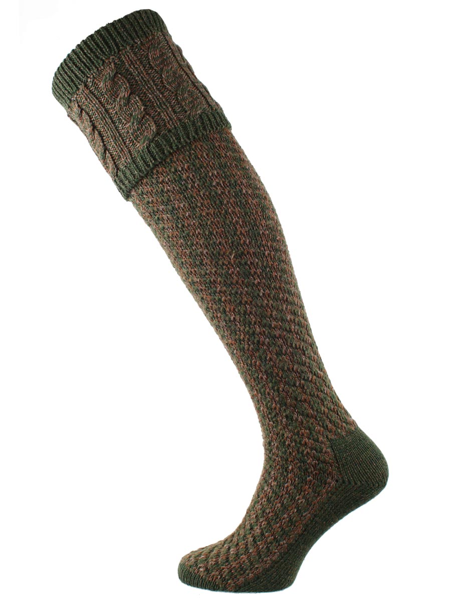 The Reiver Marl Cable Top Shooting Sock, Hawthorn 