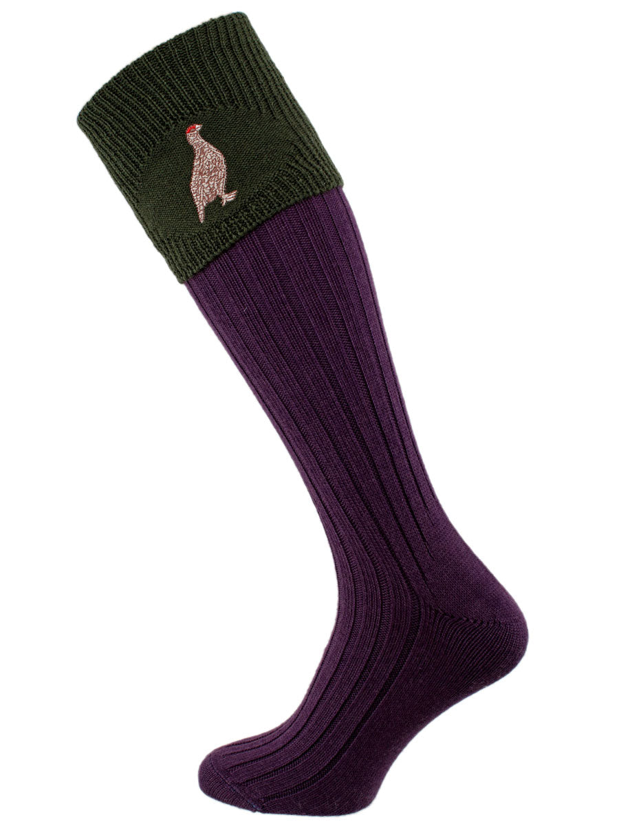 The Lomond Shooting Socks with Grouse Embroidery, Thistle & Spruce