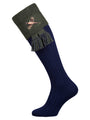 The Lomond Shooting Socks with Pheasant Embroidery, Navy & Spruce