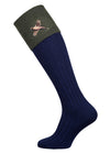 The Lomond Shooting Socks with Pheasant Embroidery, Navy & Spruce