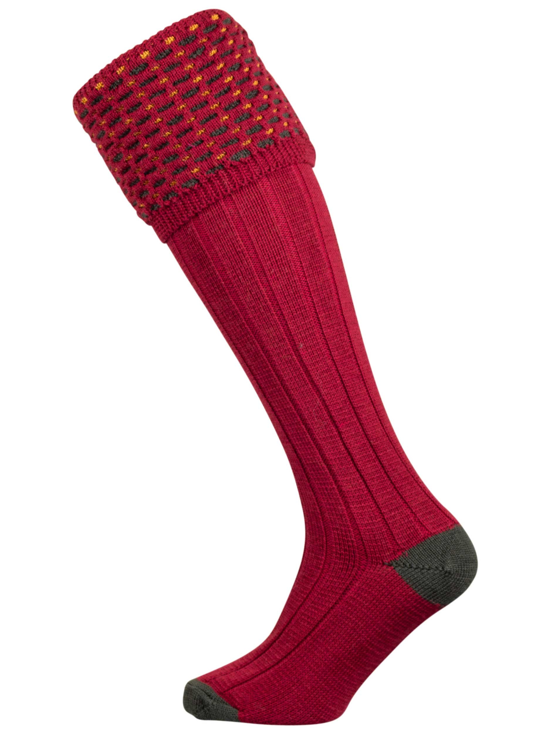 The Ambassador Merino Wool Shooting Sock, Deep Red