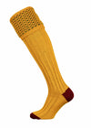 Sunflower Yellow Shooting Sock with burgundy and olive green pattern.