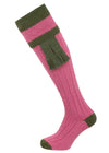 The Willersley Shooting Sock,  Raspberry & Olive