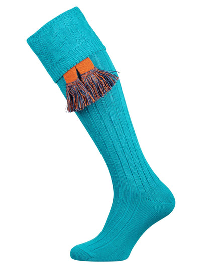 The Berrington Cotton Cable Top Shooting Sock, Ocean