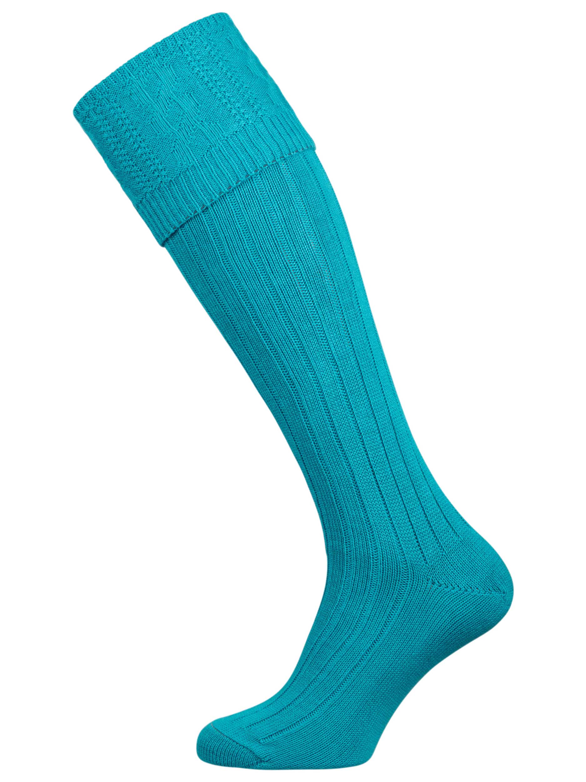The Berrington Cotton Cable Top Shooting Sock, Ocean