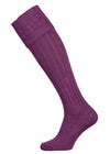 Berrington, Cable Knit Cotton Shooting Sock, Purple.