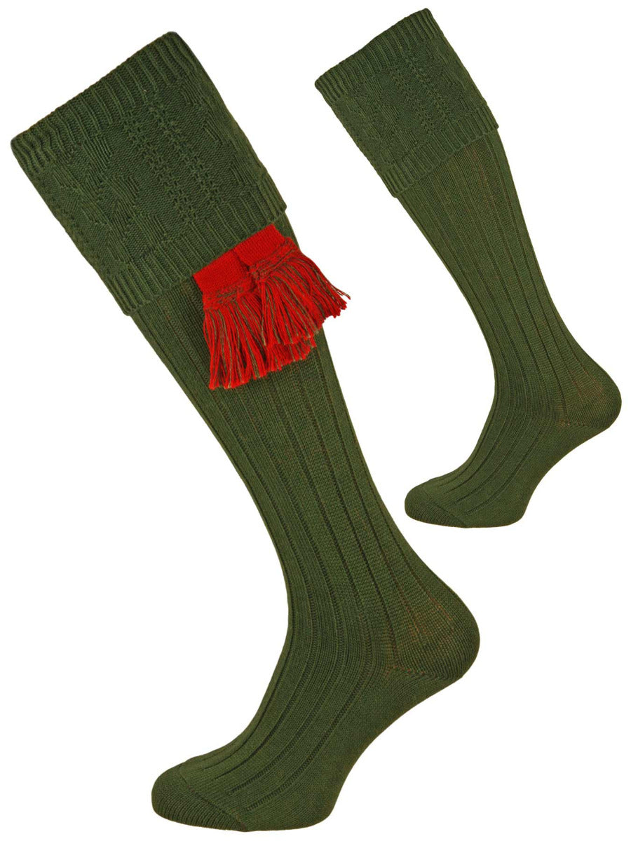 The Berrington 'Seaweed Green' Cotton Cable Top Shooting Sock