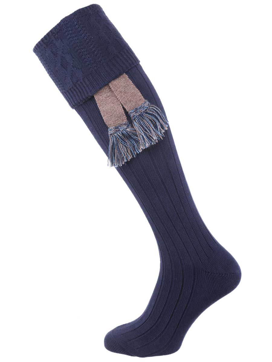 The Berrington Cotton Cable Top Shooting Sock, Marine