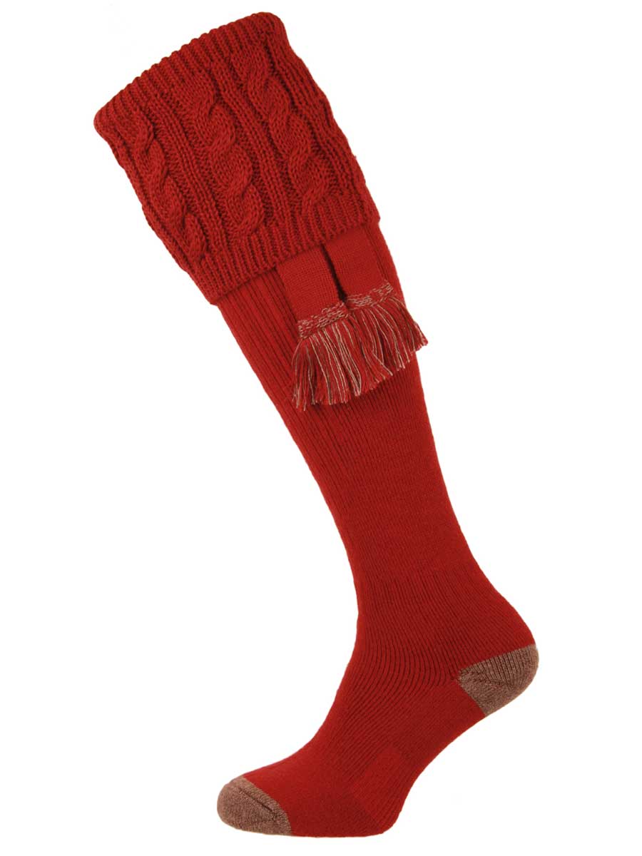 The Sutherland Brick Red Cushion Foot Shooting Sock