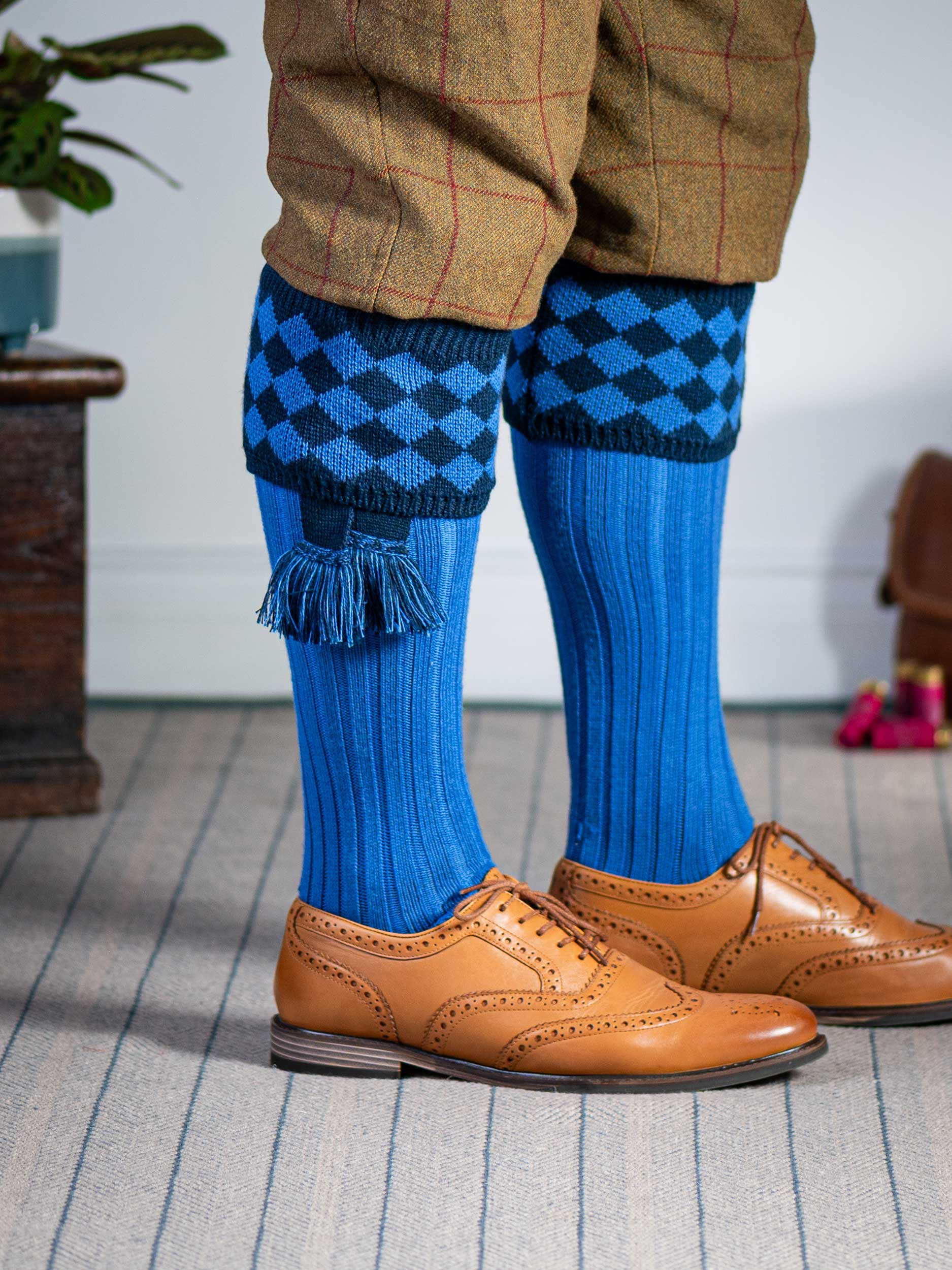 The Fownhope Shooting Socks and Garter, Azure