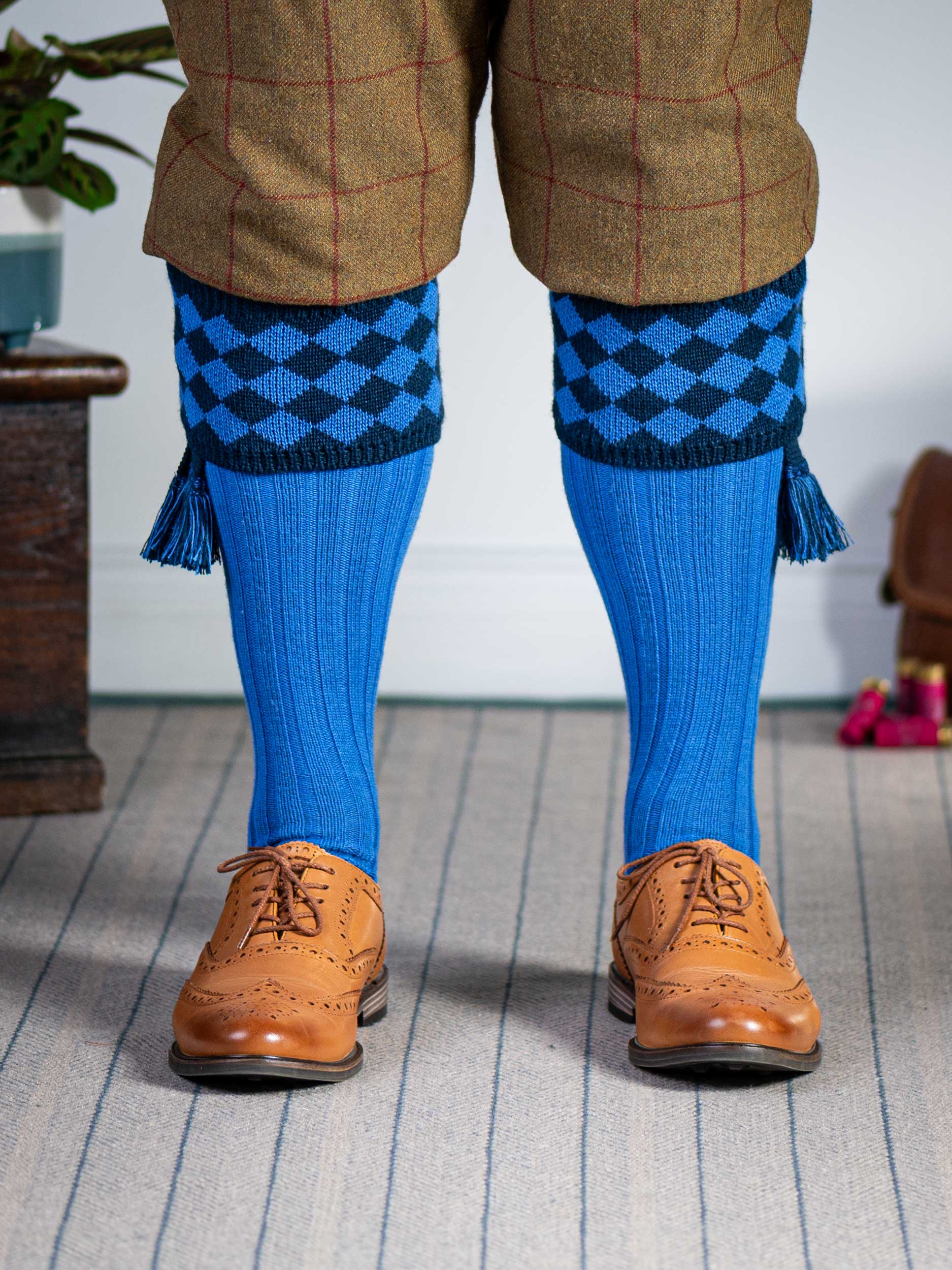 The Fownhope Shooting Socks and Garter, Azure