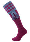 The Fownhope Shooting Sock with Garter - Bilberry & Blue Mix