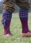 The Fownhope Shooting Sock with Garter - Bilberry & Blue Mix