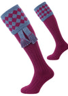 The Fownhope Shooting Sock with Garter - Bilberry & Blue Mix