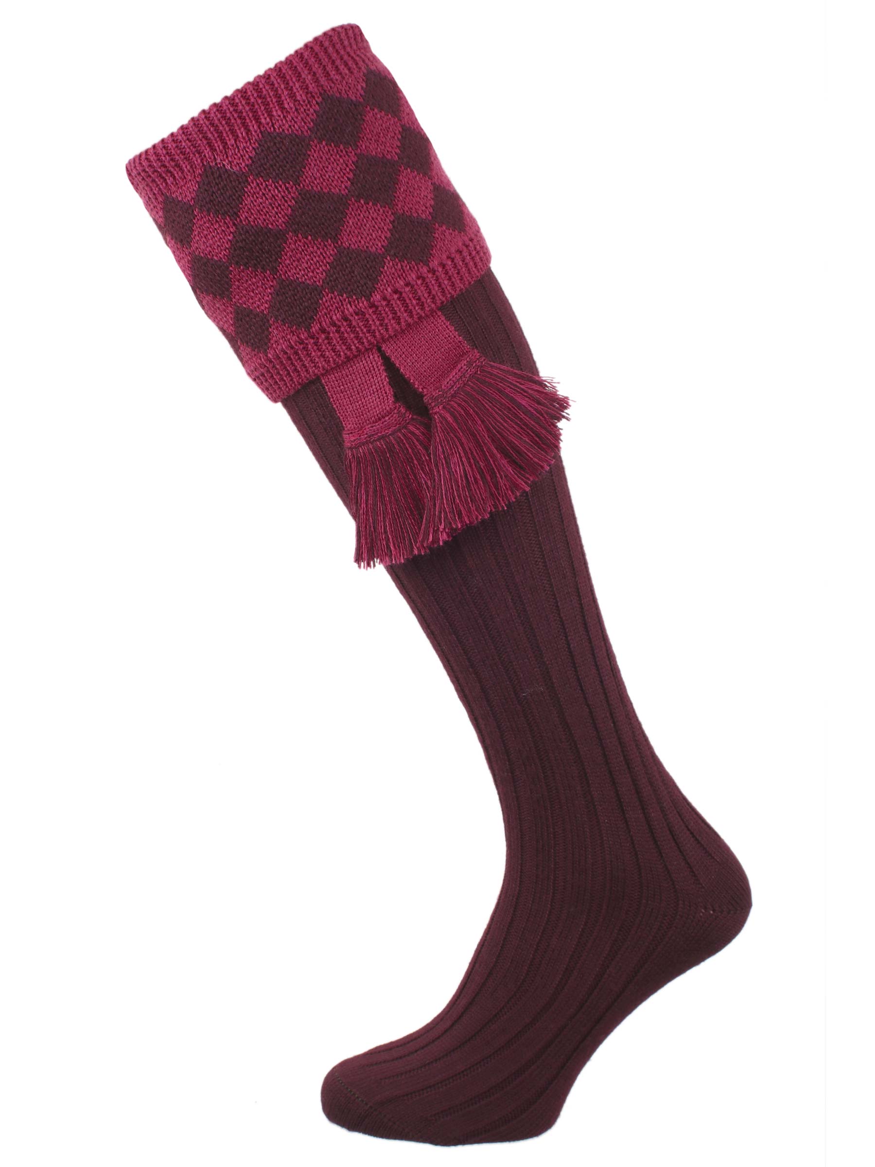 The Fownhope Shooting Sock with Garter, Rioja