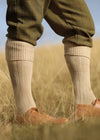Oatmeal Cotton Knee High Socks with Turnover and Cushion Foot