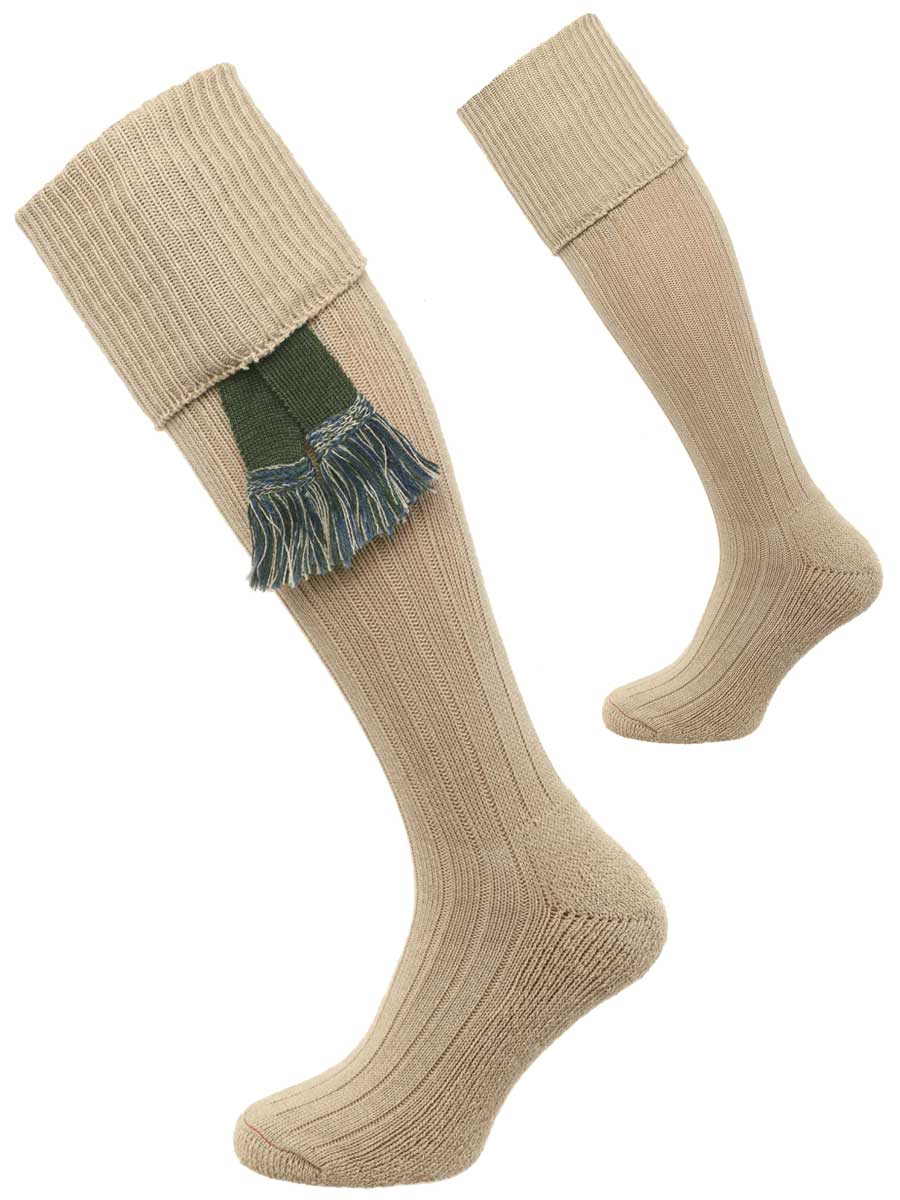 The Dormington Cotton Shooting Sock with Cushion Sole, Linen Marl