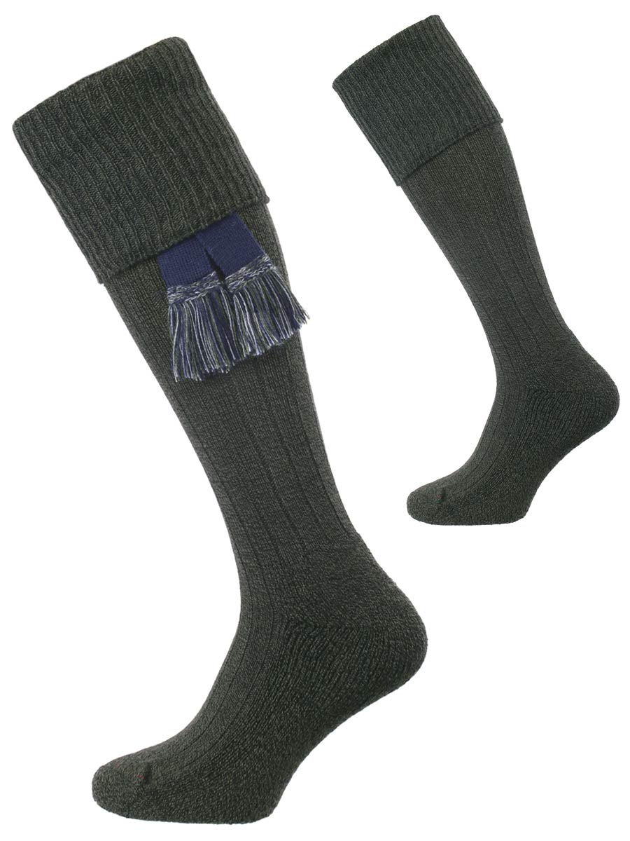 The Dormington Cushion Sole Cotton Shooting Sock, Seaweed Marl