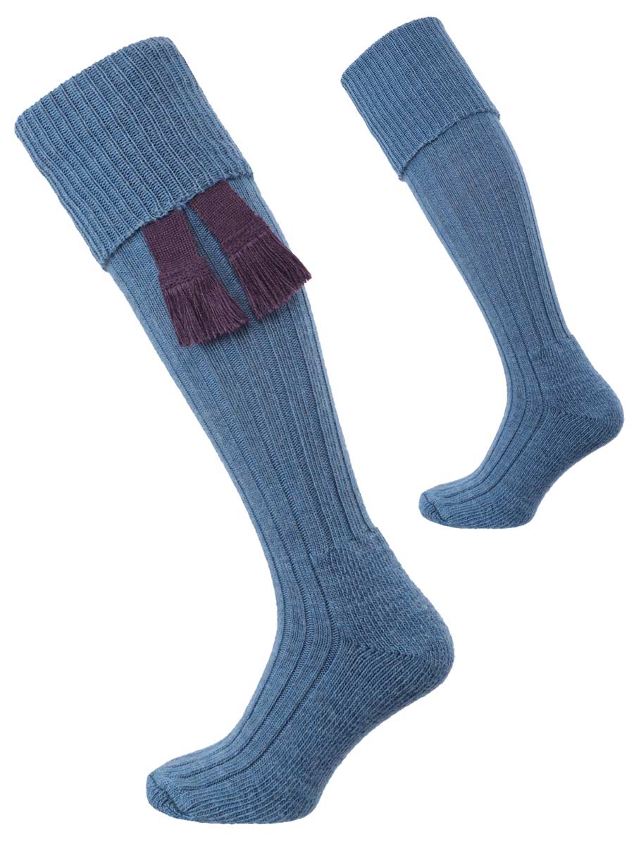 The Woolhope Cushion Sole Shooting Sock, Periwinkle Blue