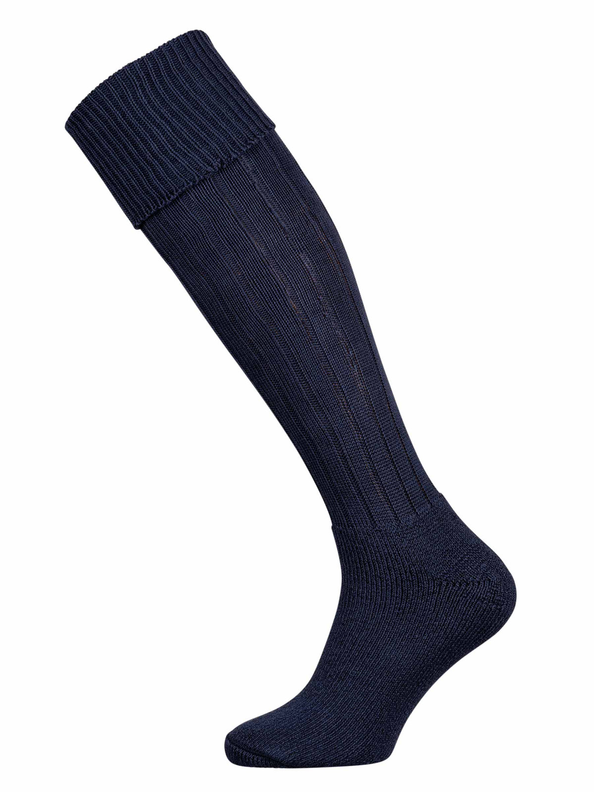 Full length knitted cotton sock with turnover and full cushion foot.