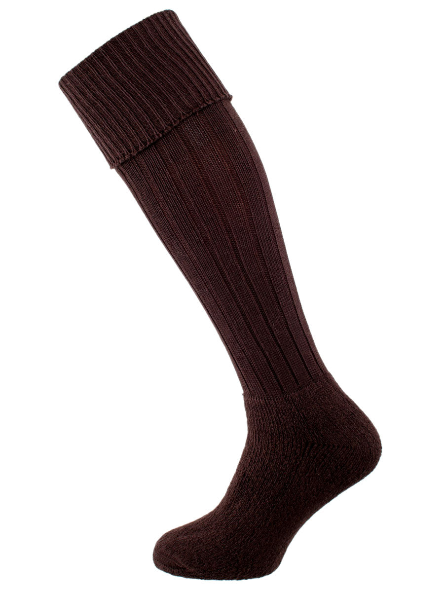 The Bosbury Cotton Cushion Foot Shooting Sock, Dark Chocolate