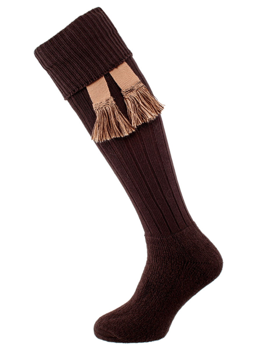 The Bosbury Cotton Cushion Foot Shooting Sock, Dark Chocolate