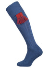 Blue Full Length Sock with Turnover and Cushioned Foot