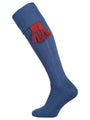 Blue Full Length Sock with Turnover and Cushioned Foot
