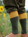 Cotton shooting socks, dark green leg with gold turnover